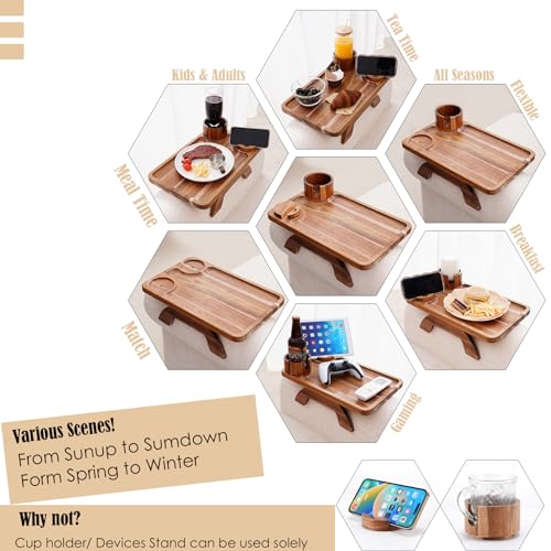 image for Nnewvante Couch Cup Holder Tray, 3 in 1 Large 15.36