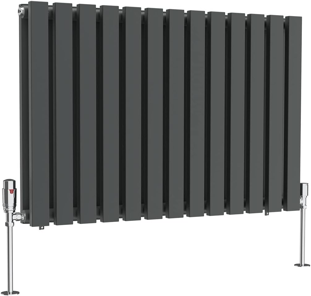 Warmehaus 600 x 900mm Grey Anthracite Horizontal Radiator Double Column