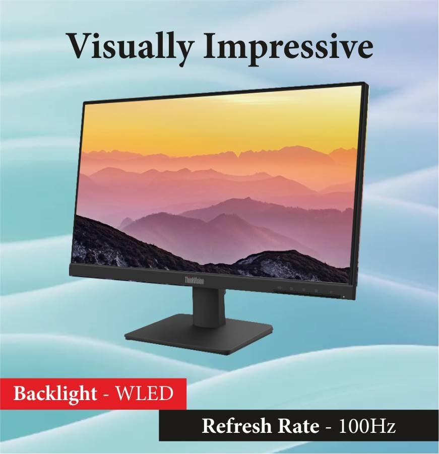 Image of Lenovo ThinkVision S22-4e | 21.5 inch (60.45cm) FHD IPS 100Hz Ultraslim Monitor | 4ms, 99% sRGB, 16.7Mn Colors, 1x HDMI 1.4, 1x VGA,TUV Eye Comfort, Low Blue Light| Tilt | Black