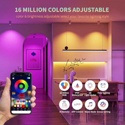 CILIENG LED Streifen 5M, IP65 RGB LED Streifen Wasserdichter mit Fernbedienung und APP, 16 Mio. Farben Farbwechsel LED Lichterkette Sync mit Musik, Flexibel LED Band für TV Partei Halloween Deko