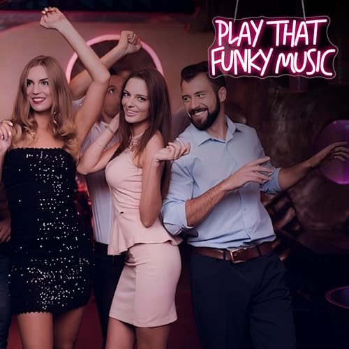 Image of Funky Music Neon Sign, JGHTURIE Neon Signs for Wall Decor Pink Light up LED Signs for Bedroom Party Bar Club Decoration USB Powered
