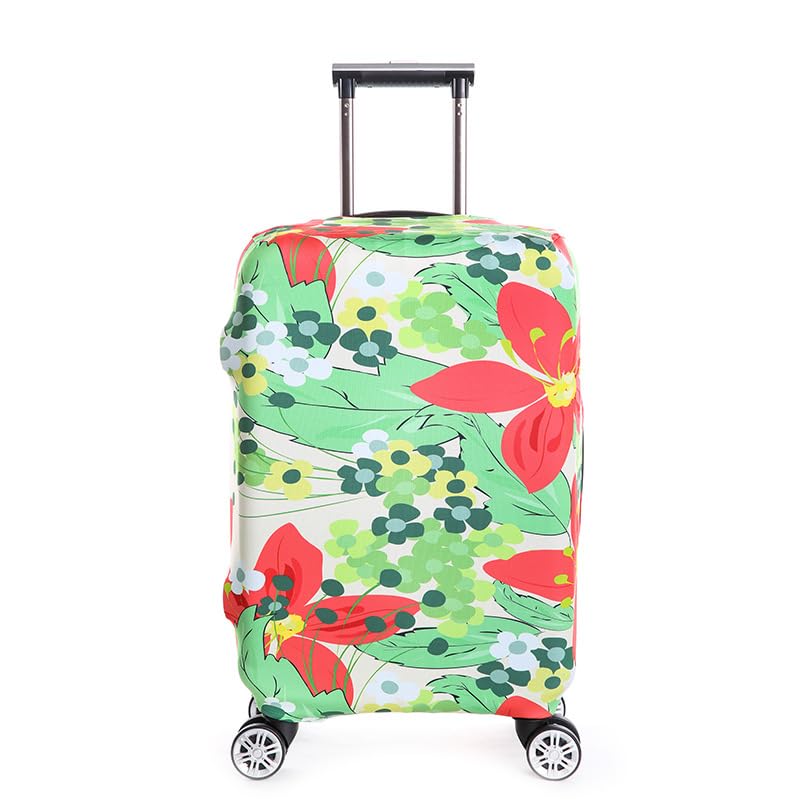 wxlmom Funda Maleta Flores Verdes Y Rojas De Viaje Suave De Anti-Polvo Fundas para Maletas,3D Elástica Luggage Cover con Cremallera,Equipaje De Viaje Cubierta(M)