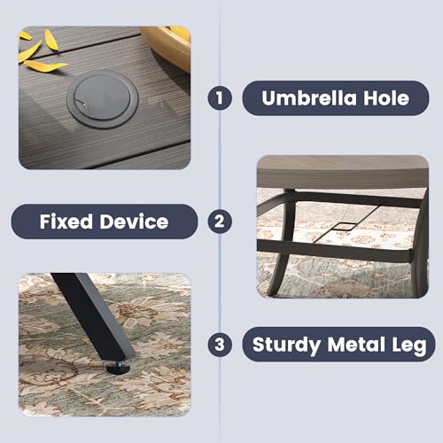 Image of VICLLAX 53 inch Round Patio Table, Outdoor Dining Table for 8 with Umbrella Hole for Garden Lawn Deck Backyard, Antique Grey