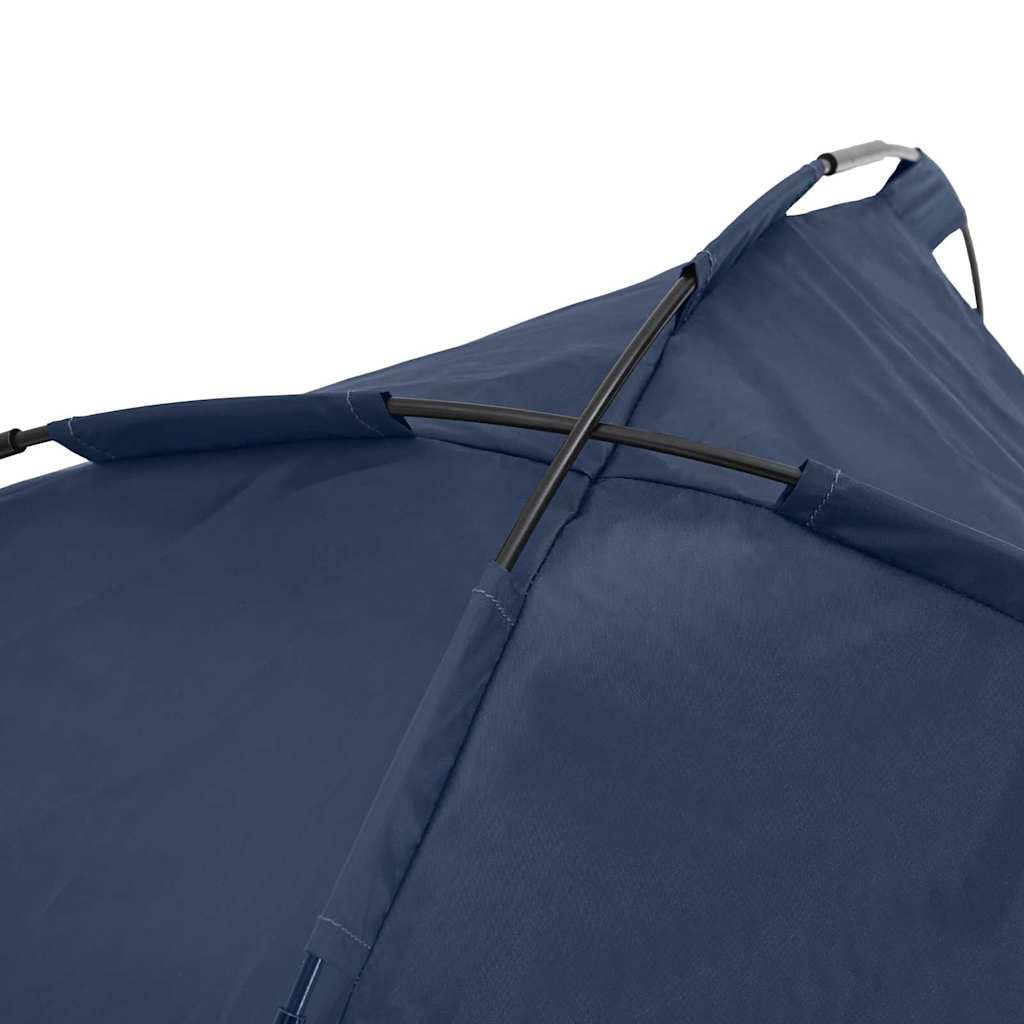 Cama elevada para perros con techo para exteriores, 71 x 64 x 71 cm, plegable, ligera y estable, marco de acero para mascotas, jardín, terraza e interiores, color azul marino