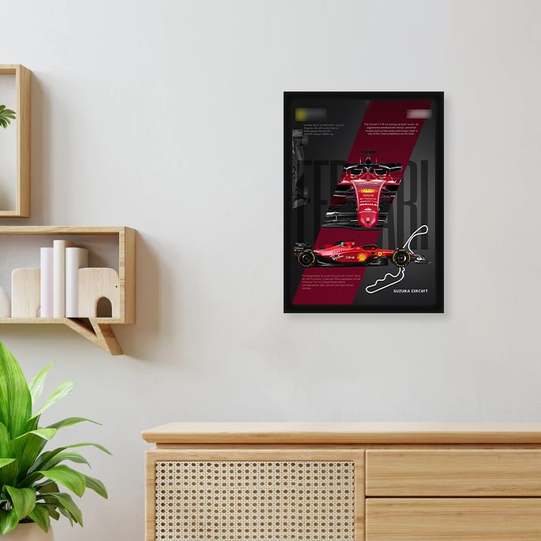 Image of CodersParadise Ferraari F1 Racing Machine Poster Frame | Premium A4 Framed Wall Art for Bedroom, Office & Gaming Setup | Elite Motorsport Tribute Decor Featuring Suzuka Circuit Design