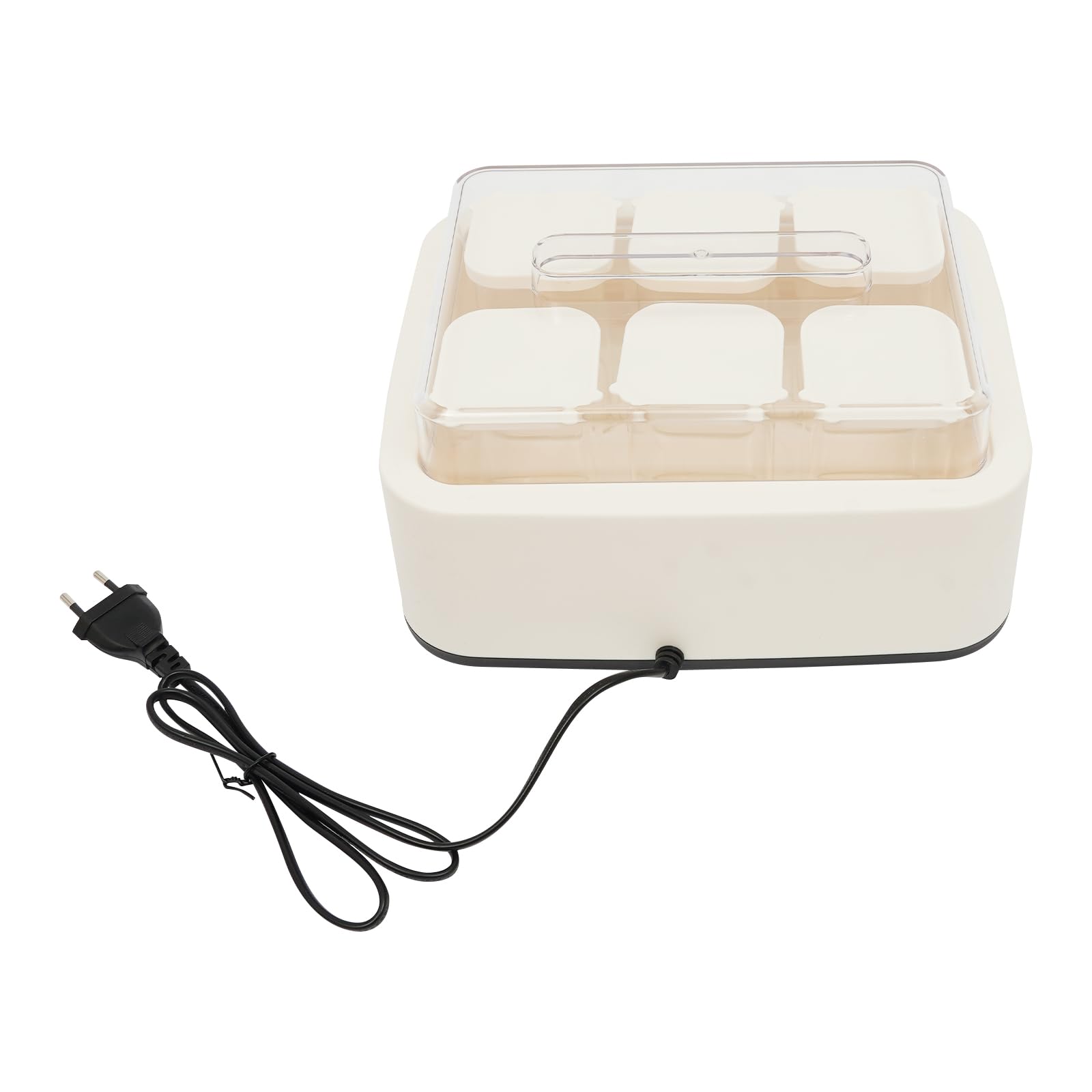 Yogurtera 6 vasos, temperatura precisa para yogur casero, silencioso, 1,5 l, máquina de yogur para cocina y familias, 26 x 21 x 15 cm, color beige