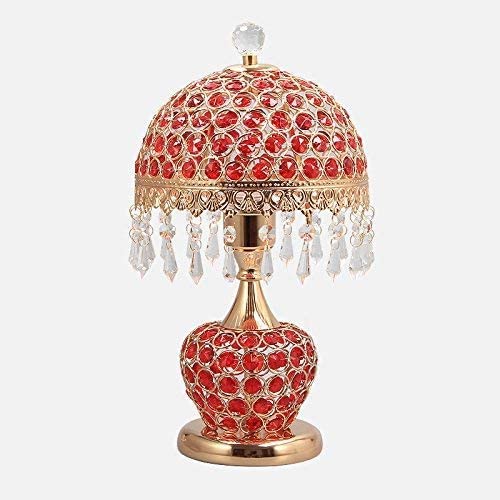Lampe de bureau européenne en cristal rouge avec double interrupteur E27