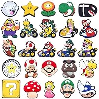WlsqDE Mario Charms, Mario Anstecker, 25 Stück Pins, Schuhanstecker, Anstecker für Kinder, Schuh Charm, Pvc Schuhe Dekorationen, Cartoon Schuhdekoration, für Jungen Mädchen Party Geburtstag