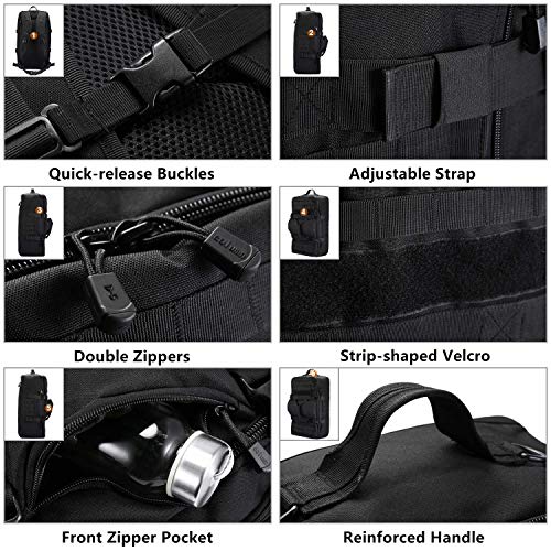 Tactical Multi-functional Travel Duffle Bag Camping Backpack Outdoor Luggage Military Duffel Assault Pack (Black)
