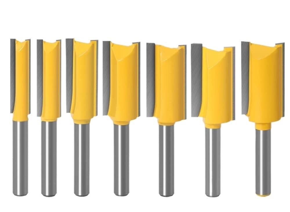 1/7 piezas 1/4 "vástago recto juego de brocas for enrutador de carpintería cortador de fresado de carpintero for juegos de herramientas de excavación de fondo de ranurado de madera(7Pcs one set)