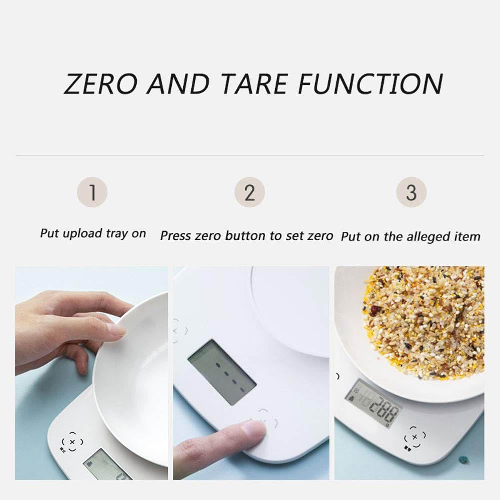 Báscula de Cocina Digital Báscula de precisión for Hornear en el hogar Báscula electrónica Comercial Pesaje de Alimentos con características de Cero y Tara y retroiluminación LED