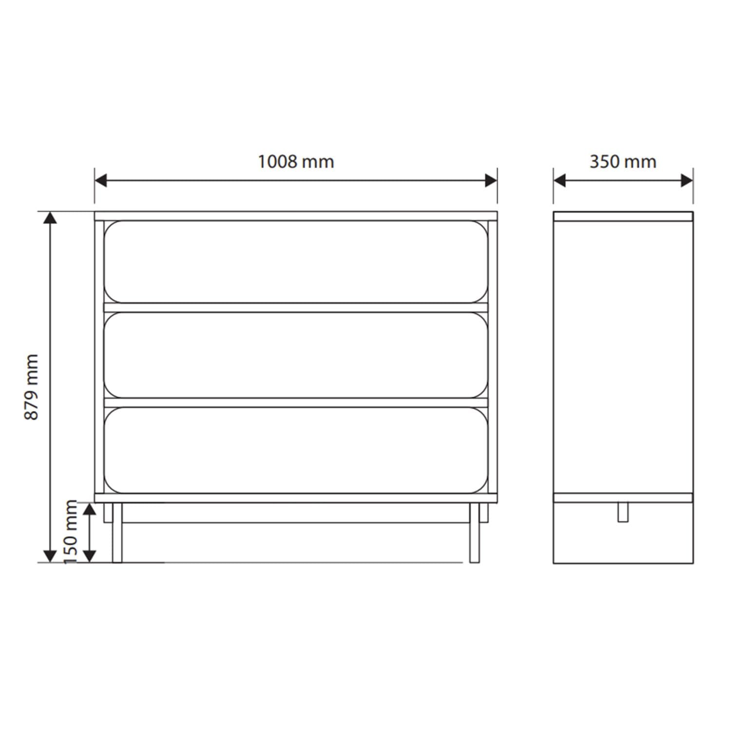 Selsey Wuwu - Cassettiera con 3 cassetti, 101 cm, colore: Grigio