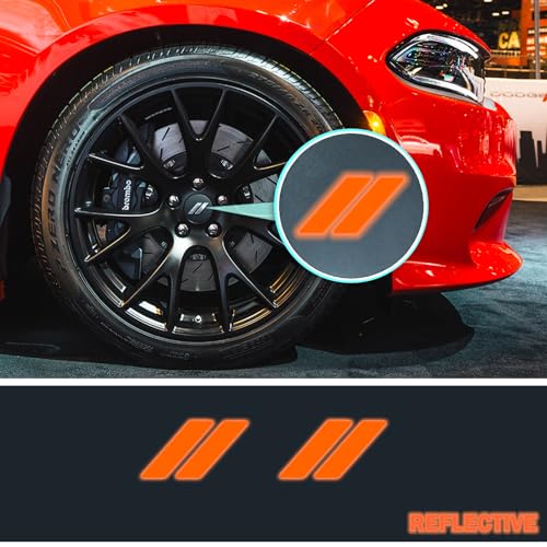 Image of IPG Compatible for Dodge Charger Challenger Durango Wheel Center Cap Decal Sticker Wrap Kit Personalize Your Vehicle (Inner Logo, Reflective - Orange)