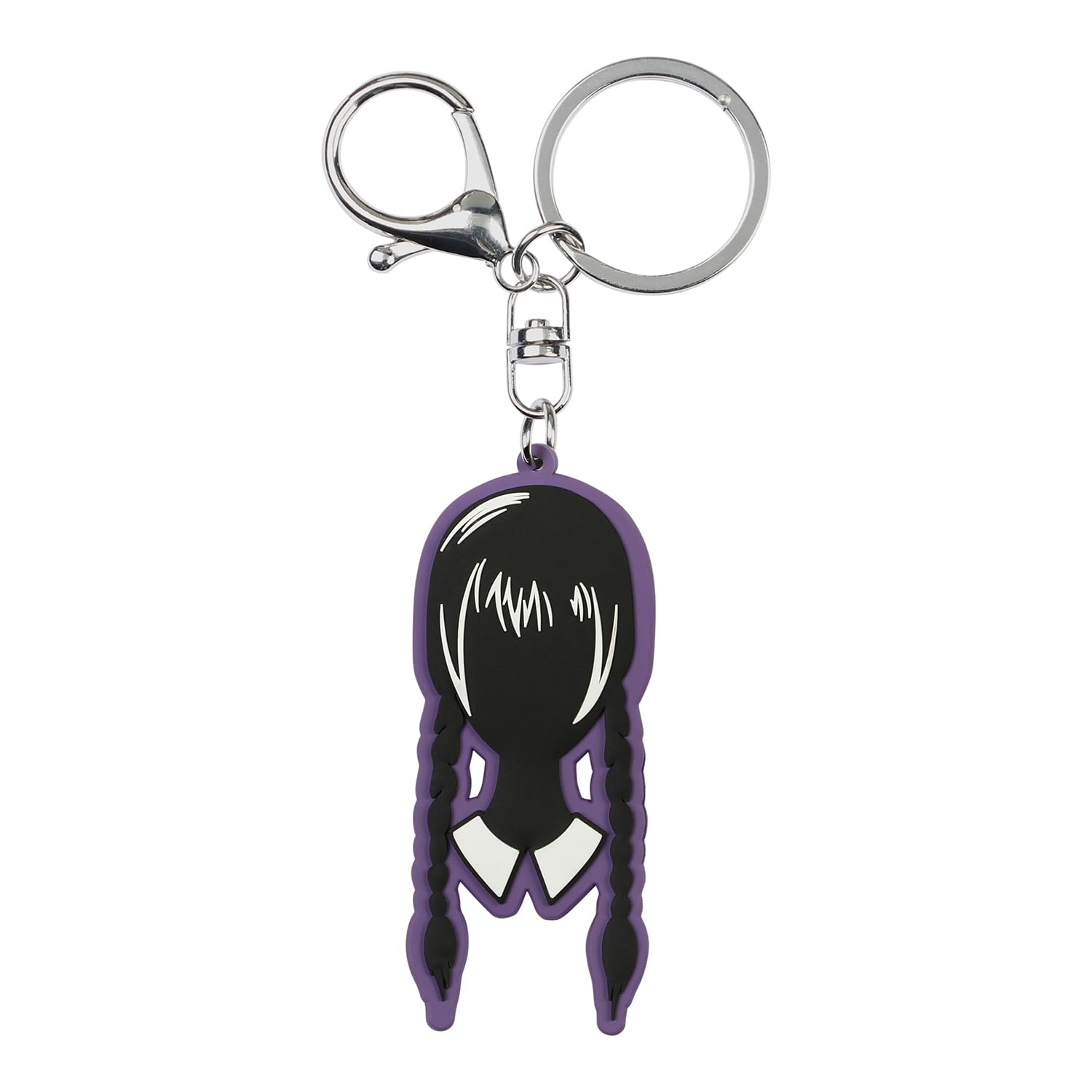 Wednesday Head-Brand Keychain, Black, 3.2 x 7.5 cm
