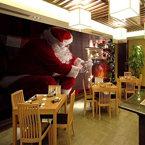 Peinture murale Père Noël 3D grand format sur canevas adhésif