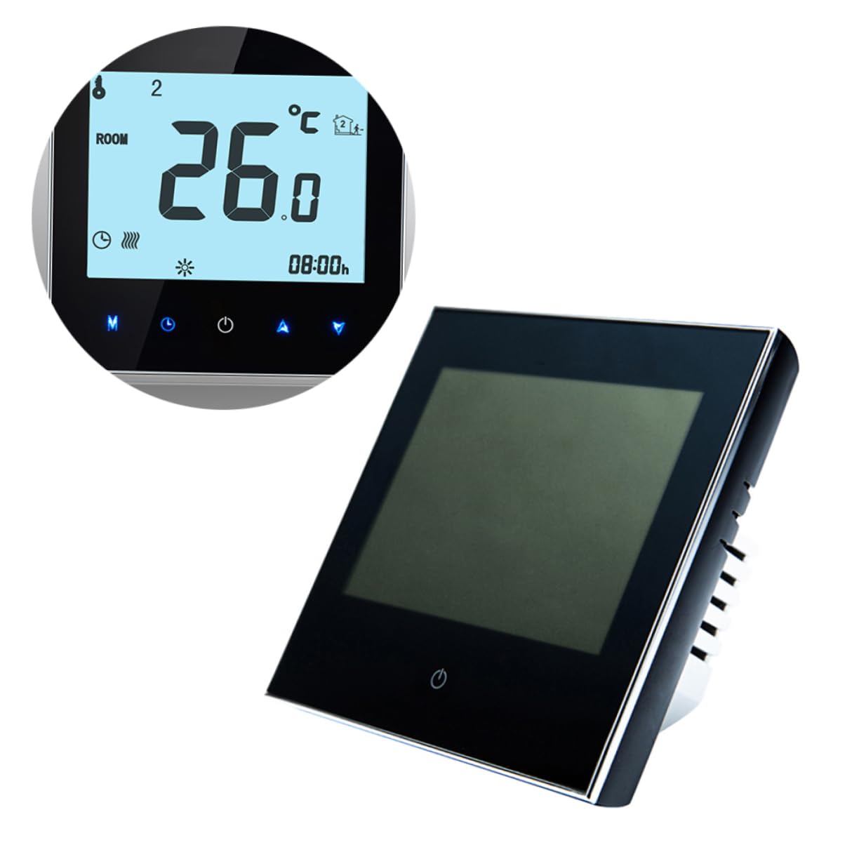 Lurrose Thermostat Programmable pour Chaudière Gaz Régulateur Température sans Fil avec Verrouillage Haute Efficacité Énergétique Interface Eau Noir Hebdomadaires