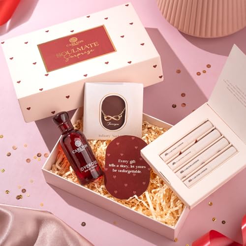 Image of Carlton London Soulmate Surprise Gift Set of 3 - Makeup Kit with Perfume, 4 Lipsticks & Stylish Necklace | Matte Waterproof Lipstick Combo | Cosmetic & Makeup Gift Set for Women | Karwachauth Gift set