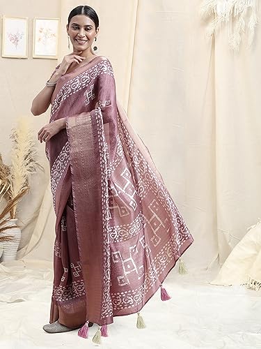 Image of MIRCHI FASHION Women Saree Cotton Silk Batik Block Printed | Breathable Office Wear and Regular Use Sari with Blouse Piece