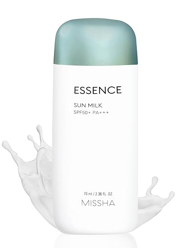 MISSHA All Around Safe Block Essence Sun Milk SPF50+PA +++ 2.4 fl oz I Protector solar facial hidratante Protección UV