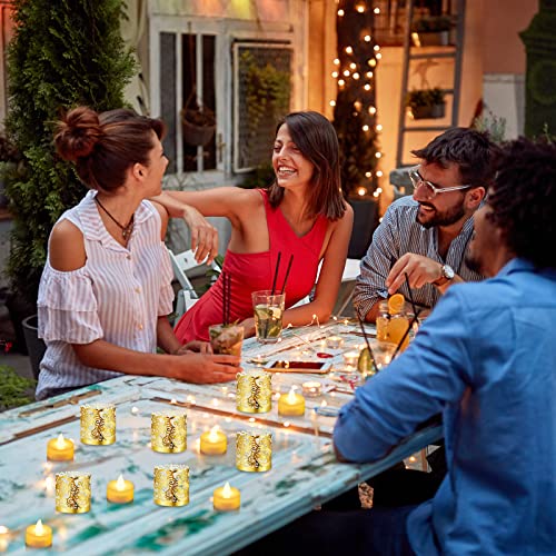 Hortsun 92 Pieces Led Votive Bulk Paper Candle Holders Tea Light Holder Flameless Battery Operated Decorative Wraps For Wedding Table Party  thumb #6