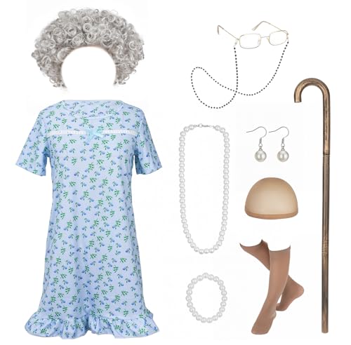 Charites Old Lady Costume 10 Pcs Halloween Costumes for Women