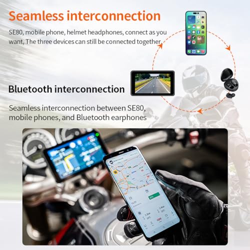 XRC TECH Câmera veicular de motocicleta de 12,7 cm, navegação GPS, WiFi, gravação de vídeo, 1080p, t