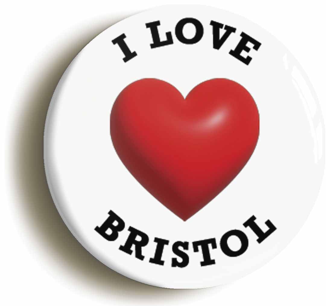 I Heart Love Bristol Location Fridge Magnet (Circular 2inch / 50mm Diameter)