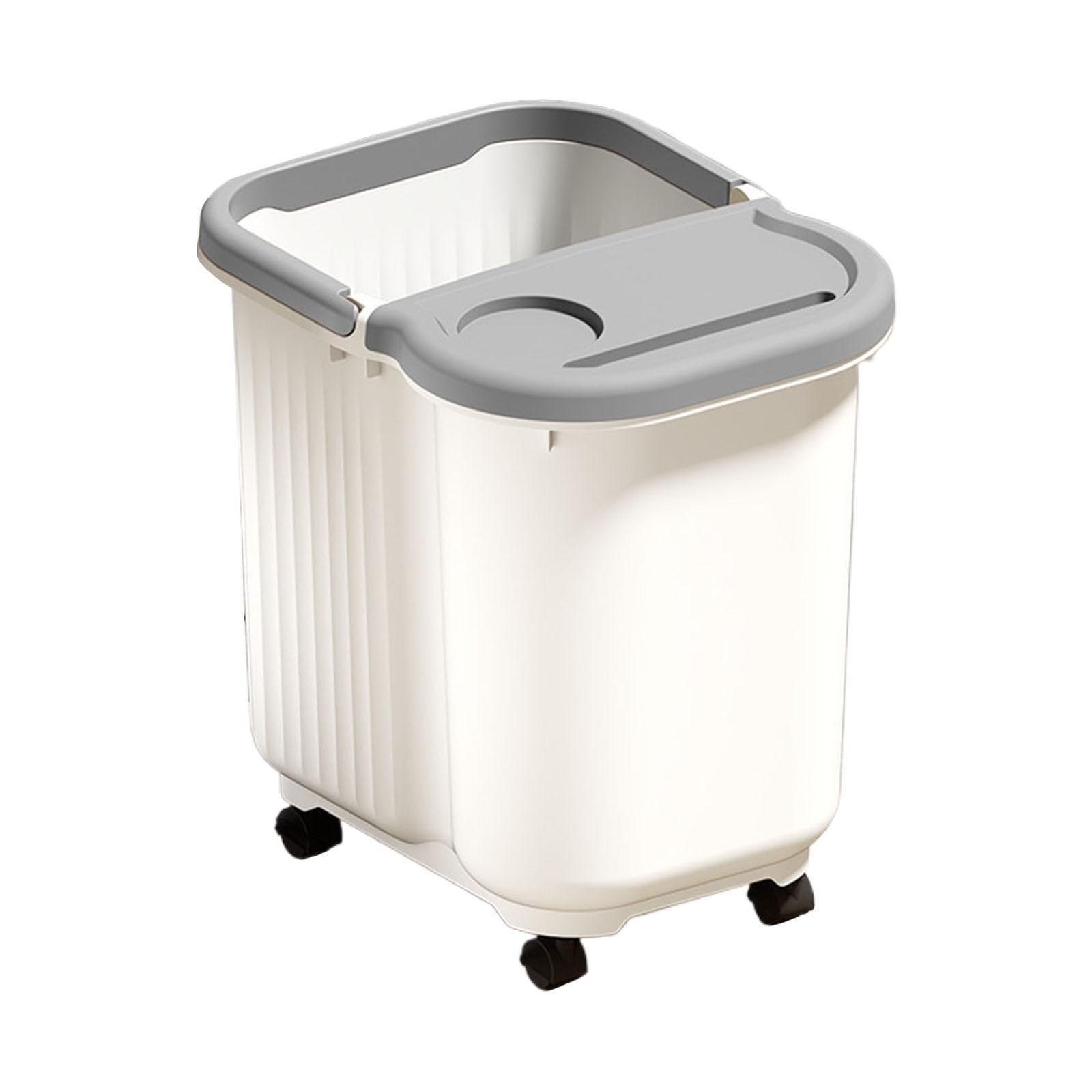 Vaschetta per Pedicure con Vaschetta Grande, Punti Massaggianti per I Piedi, in Materiale PP con Manico Antiscivolo, Adatta per Uso Domestico Fa, Bianco Grigio, L with Wheels