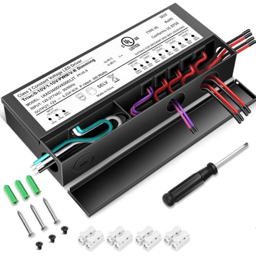 Image of 12V 300W Dimmable LED Driver, 5-in-1 Triac /ELV /MLV /0-10V /1-10V /PWM /V-R Dimming AC to DC Power Supply, IP67 Waterproof LED Transformer, UL Listed, Compatible with Lutron & Leviton Dimmer