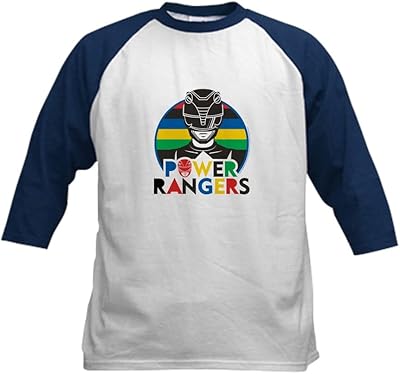 CafePress Power Rangers Black Ranger Kids Baseball T Shirt Kids Cotton Baseball Jersey, 3/4 Raglan Sleeve Shirt