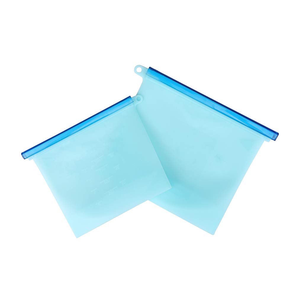 Bolsa de almacenamiento de alimentos de silicona, a prueba de fugas, sin olor, resistente a las manchas, juego de 2 unidades (1 mediano + 1 grande)
