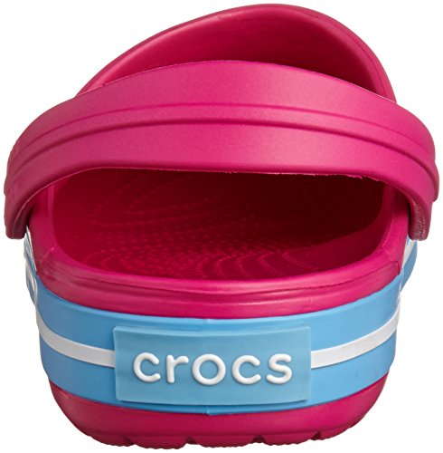 Image of Crocs Women's Crocband Clog | Comfortable Slip on Casual Water Shoe, Pink Candy Pink Bluebell, 5 UK Men / 6 UK Women