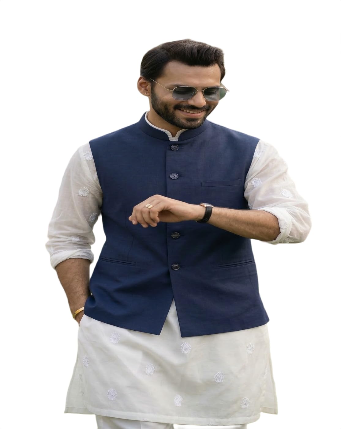 perfect productions Jawahar coat sadri koti for men designer ethnic wear dark blue waistcoat mens clothing indian blazer vest-picture-10