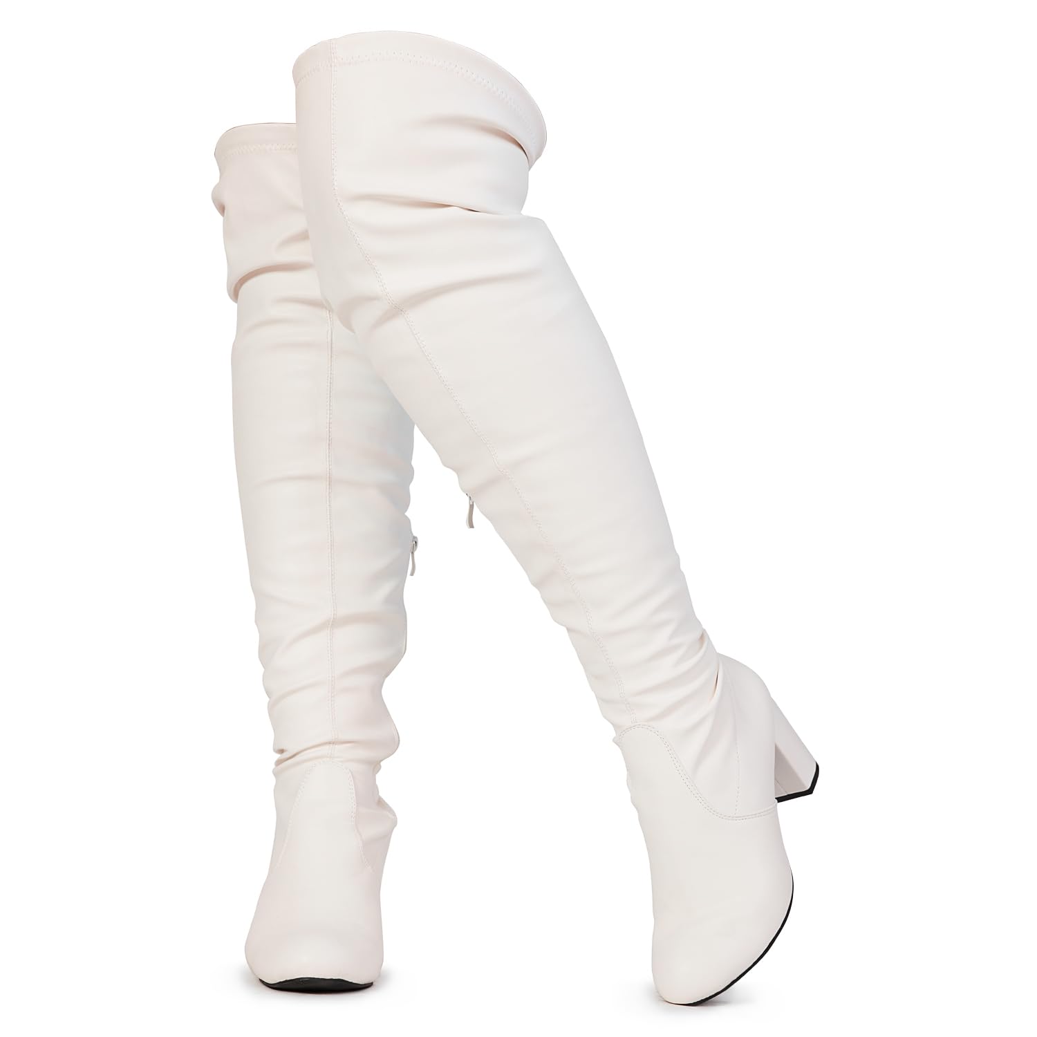 RF ROOM OF FASHION Womens Over The Knee Block Heel Stretch Boots Regular Wide Calf