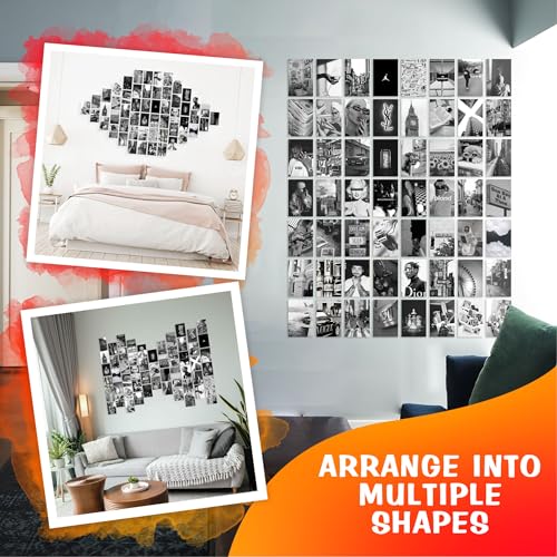 Image of CodersParadise Black & White Aesthetic Wall Collage Kit - 54 PCS 4x6 Premium Cardstock Photo Prints | Vintage Chic Room Decor, VSCO Wall Posters for Bedroom, Dorm & Bar Decoration
