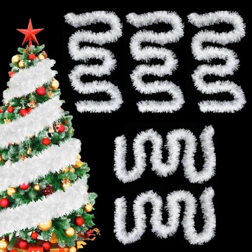 Yuqilin 5 Pezzi Festoni Natalizi, Ghirlande Natalizie Lunghe, Ghirlanda Natalizia Bianca, Ciondolo Forma di Fiocchi Neve, Colore Bianco,Decorazione, per Finestre, Accessori Natale Porte, Scale, Camini