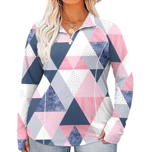 LOMON Womens Plus Size Workout Tops Long Sleeve 1/4 Zip UV Sun Protection Quick Dry Hiking Athletic Shirts Rash Guard UPF 50+