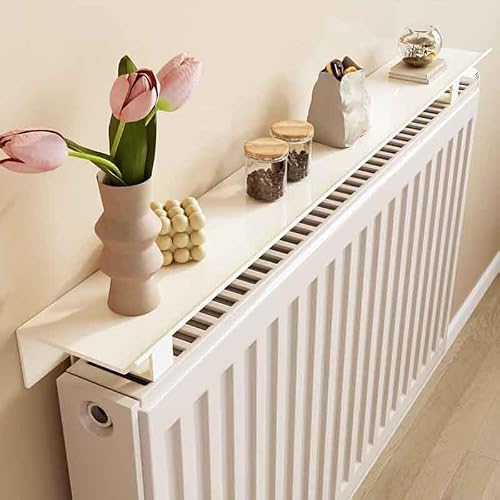 HLTQL Etagere Radiateur,Tablette Radiateur sans Percer,Cache-radiateur,étagère Flottante sur radiateur,Couvercle de radiateur Blanc,étagère supérieure en Aluminium,pour Cuisine,Salon(40cm)