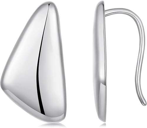 BISAER 925 Sterling Silver Posts Chunky Gold Earrings for Women Non Tarnish, Thi