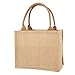 LMIX Borsa Portatile in Iuta Naturale, Borsa per la Spesa in Juta Riutilizzabile, Tote Bag per Shopping e Picnic, Borsa Portaoggetti in Juta Borsa Tela Spesso Vintage Lino Ecologico (A (30*25*13 cm))