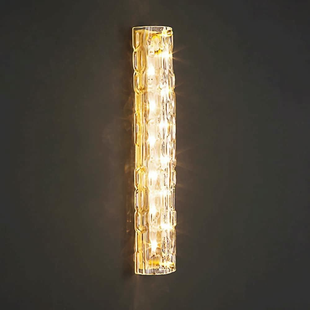 HPTHLY Wall Lamp Brass Long Strip Wall Sconce With Aqua Glass Shade Linear Bedroom Bedside Lamp Led 3 Color (45Cm)