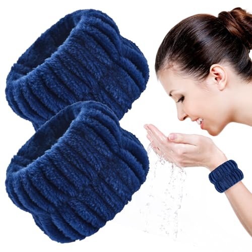 2pcs Wrist Bands for Washing Face Wash Wristbands Wrist Towels Arm Bands for Skincare Makeup Wrist Cuffs Spa Wrist Scrunchies