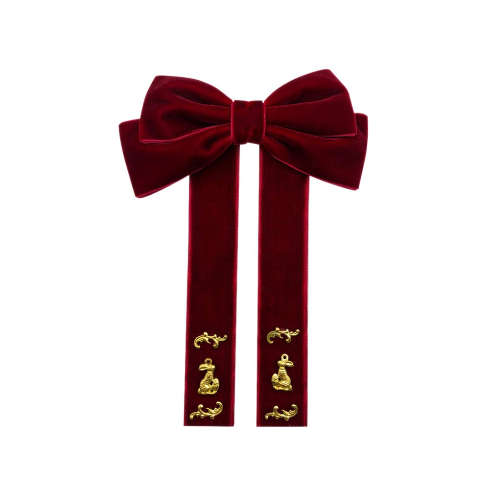 FASELE Bowknot Ribbon Bow Tie Brooch Pin Wedding Party Pre Tied Shirt Dress Collar Clips Neck Tie For Women Girl Dark Red