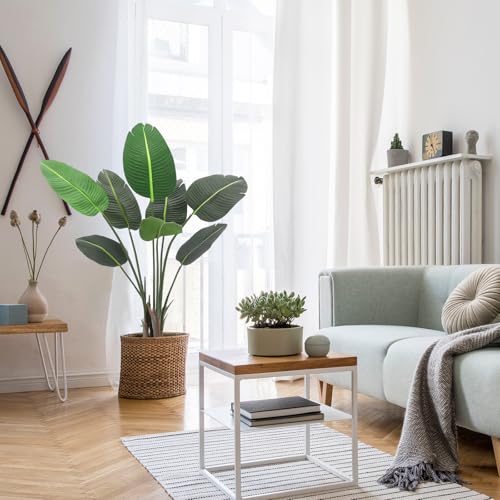 Garvee Artificial Bird of Paradise Plant, 4 Ft Faux Tropical Palm Tree, Fake Banana Leaf Tree Potted Silk Plant for Home Decor Indoor Outdoor Living Room Office Housewarming Gift