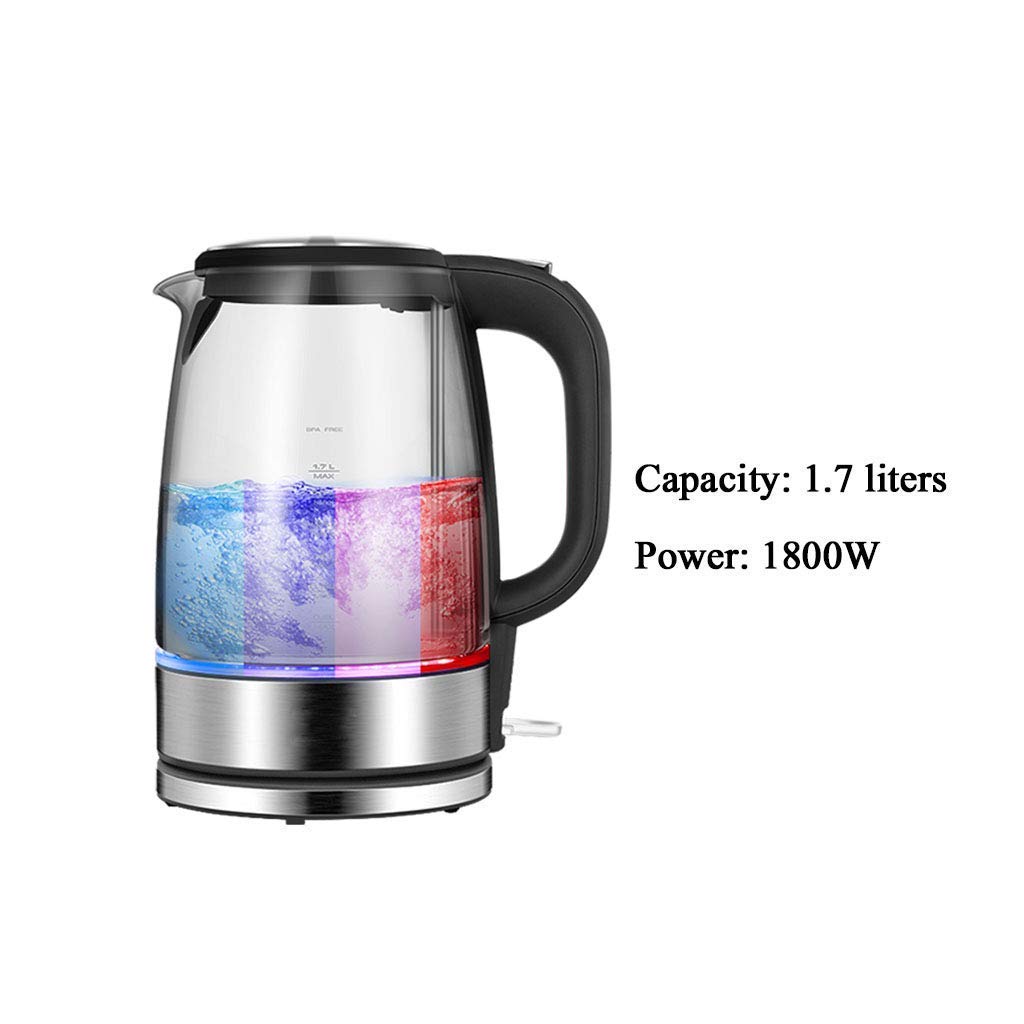 ブルーのガラス製電気ケトル 1L 容量 自動電源オフ機能付き ブルーのガラス製電気ケトル 1L 容量 自動電源オフ機能付き hagoogi