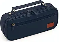 Estojo Escolar Box Grande Organizador com Divisórias e Alça - Estojo Necessaire Unissex Capacidade Ampla para Lápis, Canetas, Material Escolar (Preto)