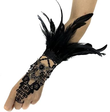 Polsini Con Piume Nere Per Costumi - Set Per Feste, Halloween, Matrimoni, Regolabili - Foto 8