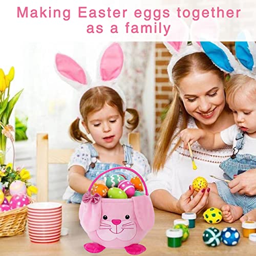 Image of Easter Eggs Basket - 3D Cute Plush Empty Bucket with Foldable Ears - Perfect for Girls & Boys Easter Egg Hunts - easter baskets for kids (2024 blue)