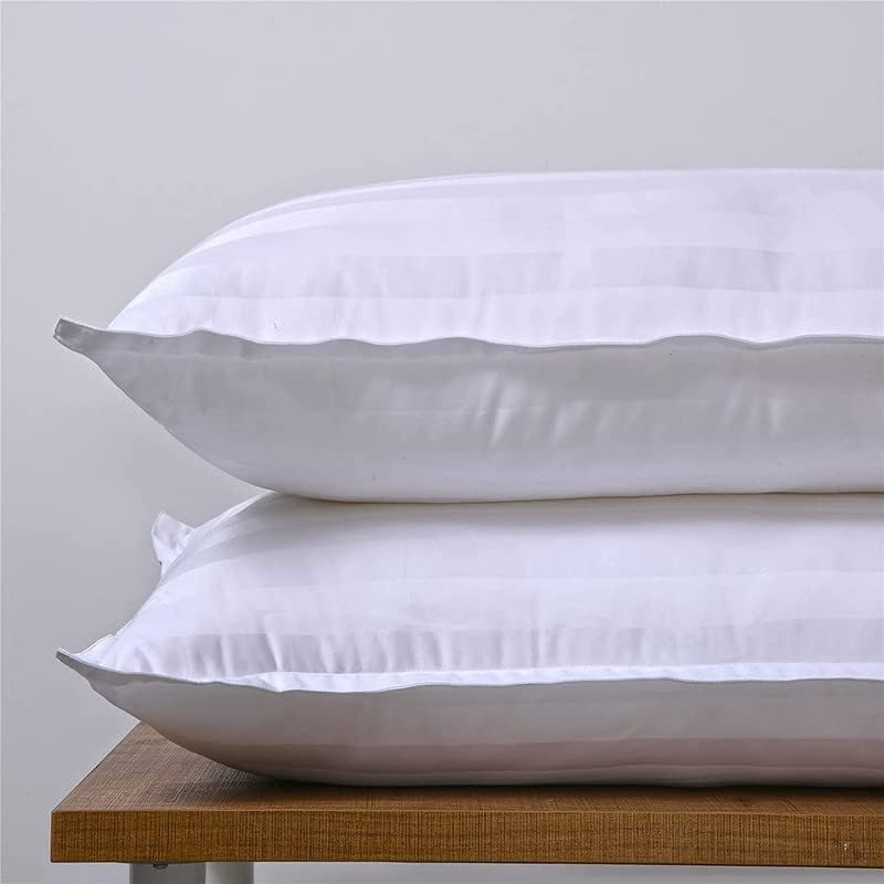Image of BD Weaves King Size Bedsheet Set Pack of 2 | 210 TC Cotton Blend 70% Cotton 30% Polyester | Soft Sateen Striped White Bed Sheets | Wrinkle Resistant Durable Bedding 108 x 108 Inch