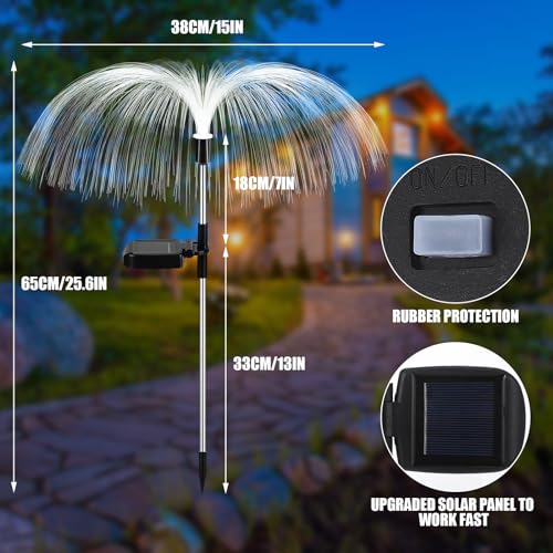 Tujoe 4 Pcs Solar Outdoor Lights for Garden Waterproof Jellyfish 7 Color Changing Decorative Lawn Solar Powered Lights Flower Yard for Pathway Lawn Wedding Party Outside Decor by Tujoe - Image 2